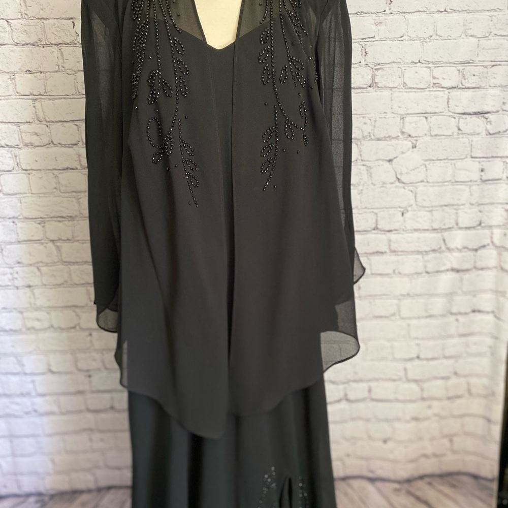 R&M Richards Black Evening Dress with Jacket Sz 18W